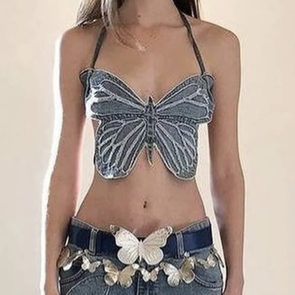 NWT SUMMER BUTTERFLY CROP TOP S: SMALL-MEDIUM - Picture 6 of 13